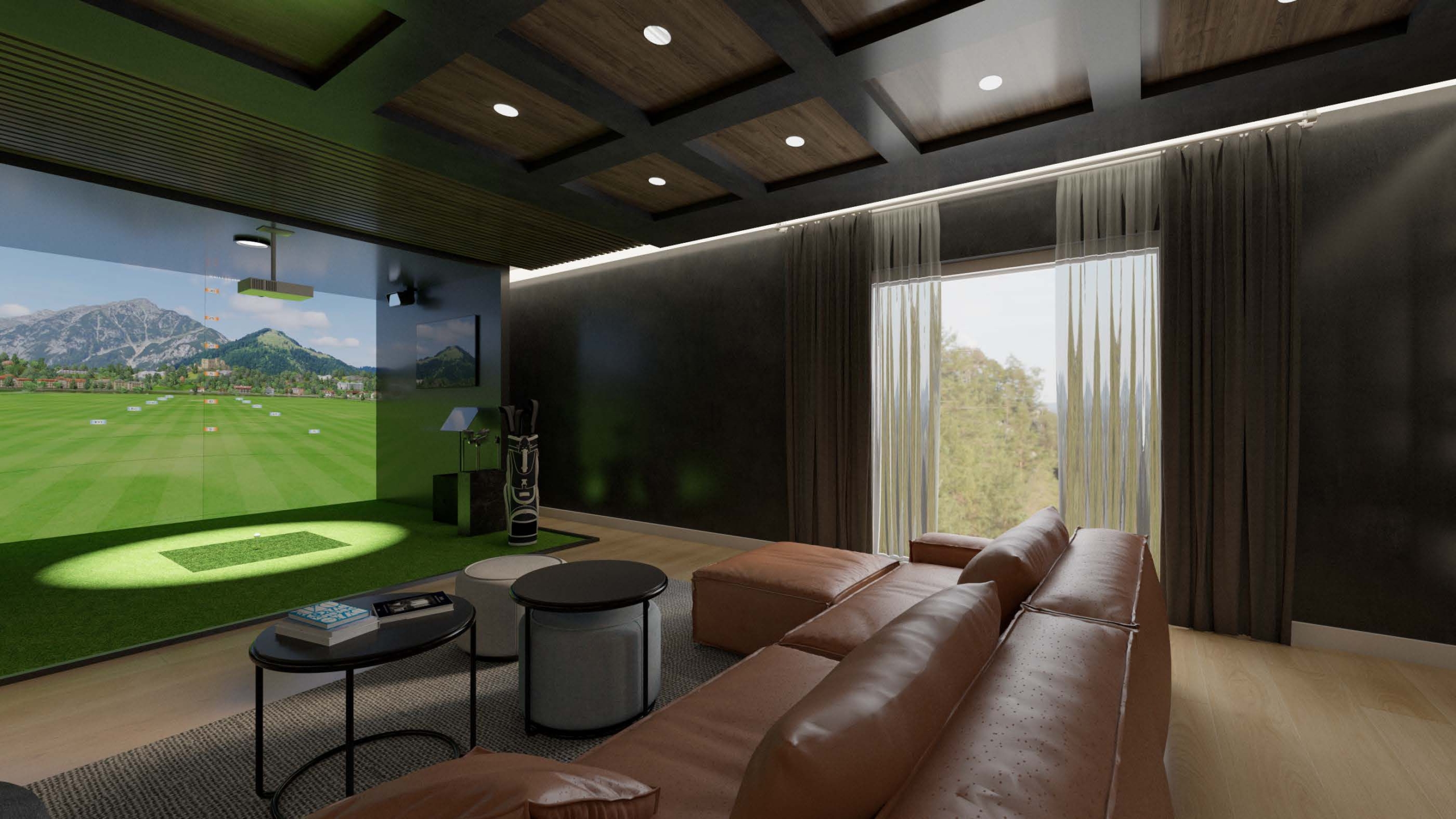 Golfsimulator Golfsimulator im Wohnzimmer